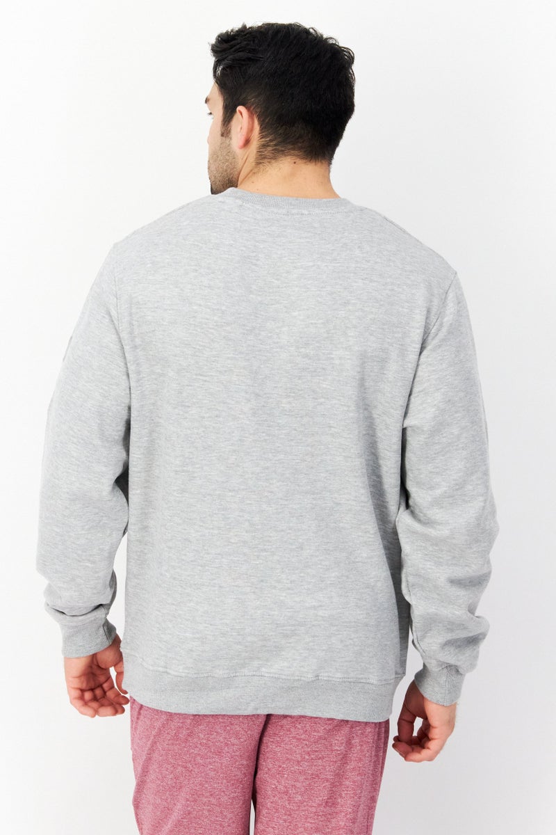 DUCK AND COVER Men Crew Neck Long Sleeve Embroidered Logo Sweatshirt, Grey Marl - Image 2