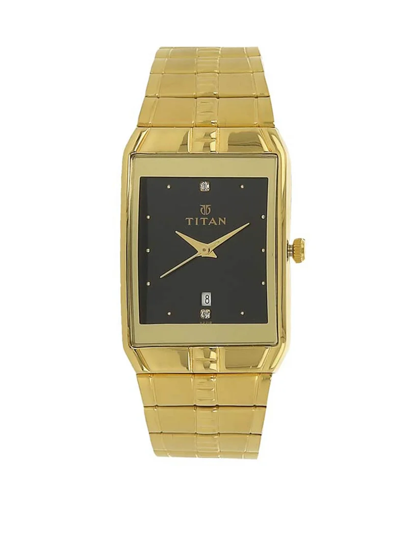 تيتان Titan Black Dial Analog with Date Metal Strap watch forMen