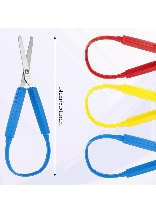 Yolev Loop Scissors 3Pcs Adaptive Scissors For Toddlers 5.5 Inch Colorful Training Scissors For Kids Special Need Children Back To Schools(Yellow, Red, Blue)  - Image 2