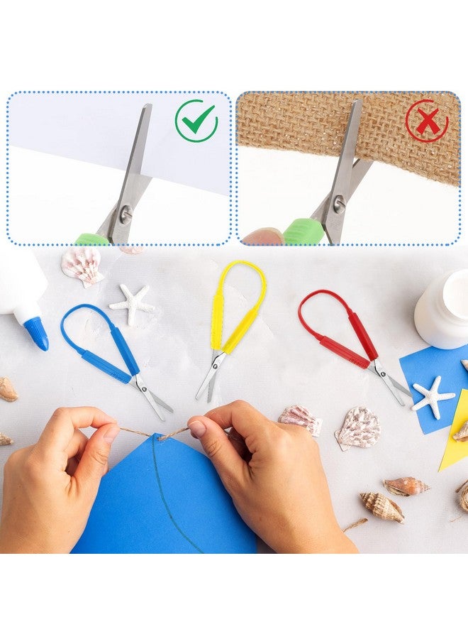 Yolev Loop Scissors 3Pcs Adaptive Scissors For Toddlers 5.5 Inch Colorful Training Scissors For Kids Special Need Children Back To Schools(Yellow, Red, Blue)  - Image 4