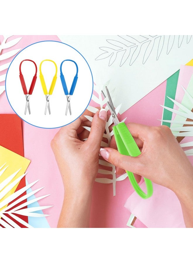 Yolev Loop Scissors 3Pcs Adaptive Scissors For Toddlers 5.5 Inch Colorful Training Scissors For Kids Special Need Children Back To Schools(Yellow, Red, Blue)  - Image 5