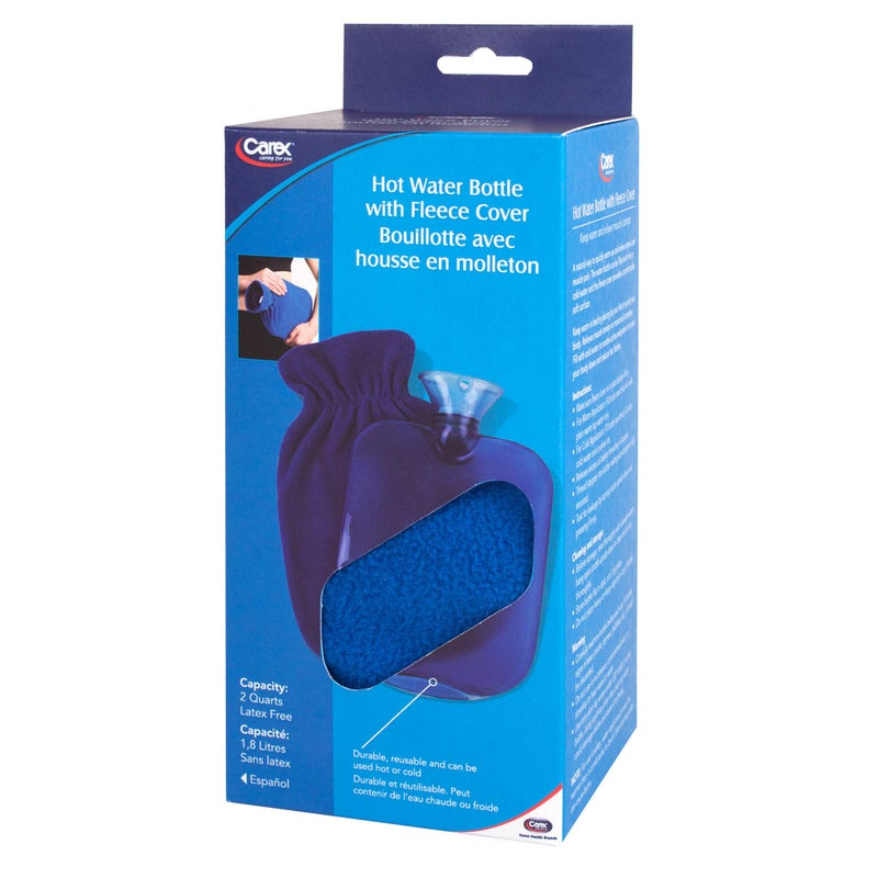 Carex Hot Water Bottle With Cover, Rubber - Heat Therapy and Cold Therapy - For Cramps, Pain Relief, Arthritis, Aches and Pains - Image 2