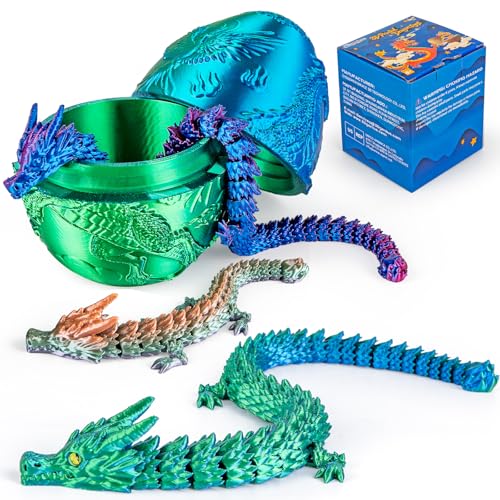 3Dgenius 394inch 3D Printed Dragons Egg Large Dragon Egg with 3 Dragons Inside 3D Printed Toys Dragon Toys for Kid Adults Easter Christmas Home Decor - Image 1