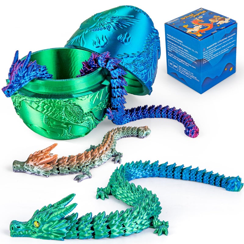 3Dgenius 394inch 3D Printed Dragons Egg Large Dragon Egg with 3 Dragons Inside 3D Printed Toys Dragon Toys for Kid Adults Easter Christmas Home Decor - Image 3