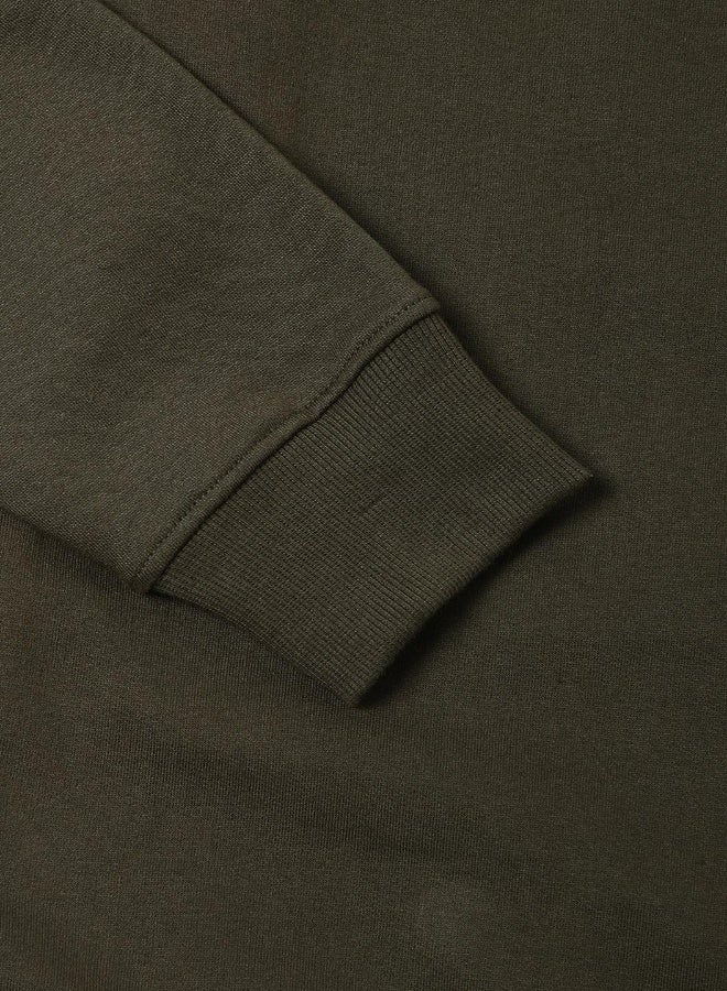 Dennis Lingo Regular Fit Olive Hooded Sweatshirt for Men - Polycotton, Colourblocked, Full Sleeves, Knitted Fabric  - Image 3