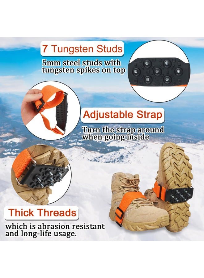 VATEICO Mid Sole Ice Cleats,7 Point Anti-Skid Crampon Traction Cleats for Outdoor&Indoor Transition Climbing or Driving Ice Snow Grips (Small(Children&Women)) - Image 3