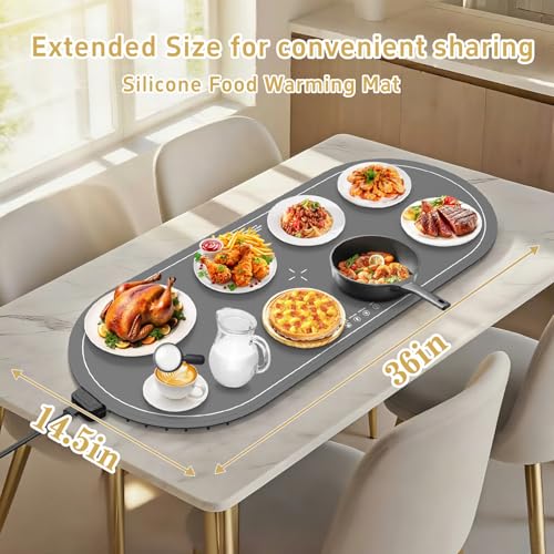 WOKALON Warming Mat for Food Extra Large,36x16 Food Warming Mats for Countertop,Heating Mat for Food,Silicone Food Warmer Mat,Food Warmers for Parties Buffet,Warming Trays for buffets Party - Image 2