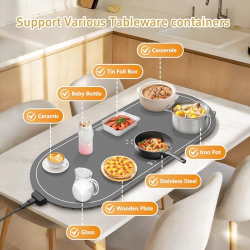 WOKALON Warming Mat for Food Extra Large,36x16 Food Warming Mats for Countertop,Heating Mat for Food,Silicone Food Warmer Mat,Food Warmers for Parties Buffet,Warming Trays for buffets Party - Image 3