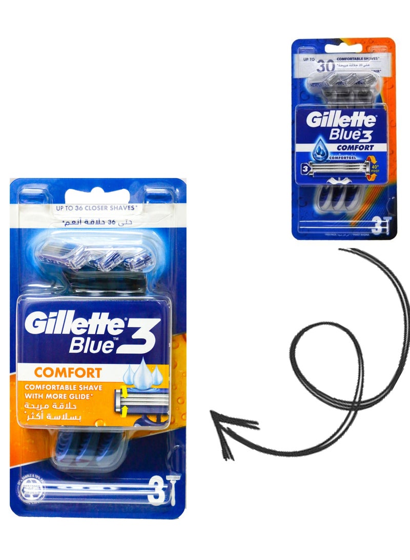 Gillette Blue3 Disposable Shaving Razor With Comfort Gel - 3 Razors - Image 2