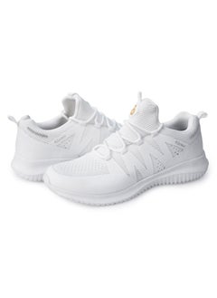 flâneur Women Casual Non Slip Low Top Sneakers Slip On with Adjustable Elastic Laces No Tie Lightweight Breathable White  - Image 3