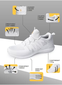 flâneur Women Casual Non Slip Low Top Sneakers Slip On with Adjustable Elastic Laces No Tie Lightweight Breathable White  - Image 2
