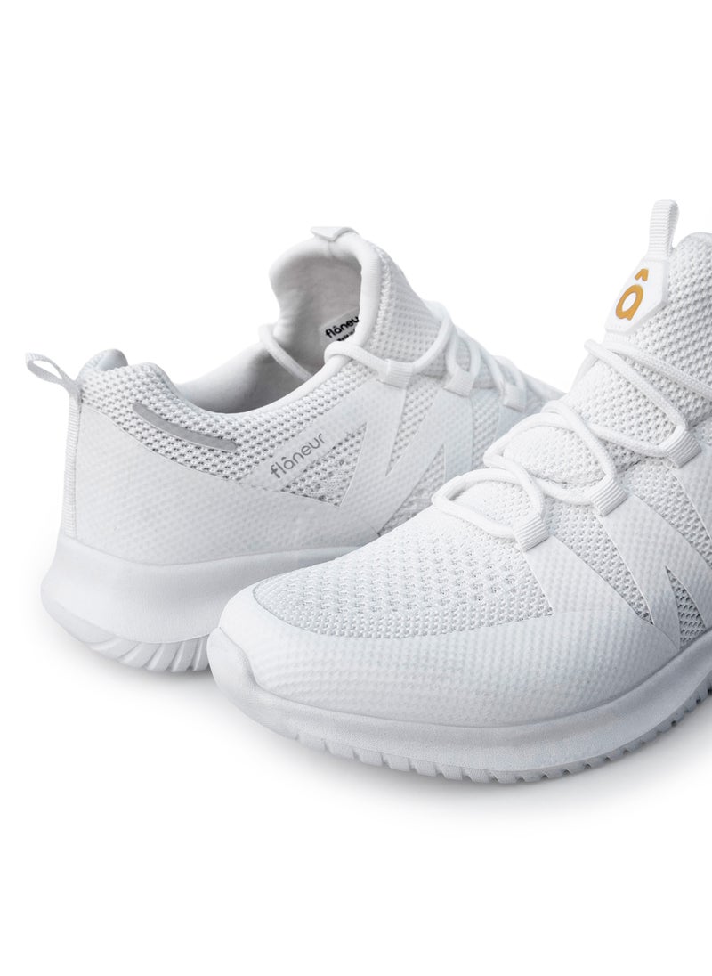 flâneur - Women Casual Non Slip Low Top Sneakers Slip On with Adjustable Elastic Laces No Tie Lightweight Breathable White - Image 1