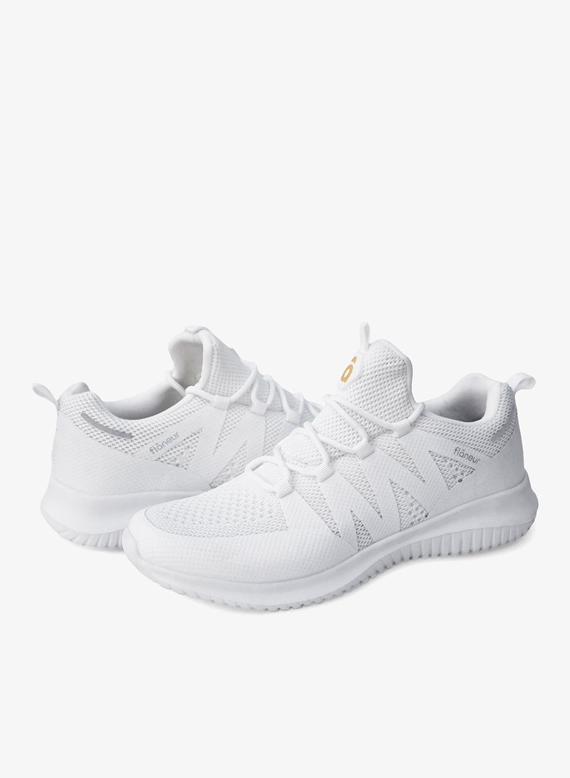 flâneur Women Casual Non Slip Low Top Sneakers Slip On with Adjustable Elastic Laces No Tie Lightweight Breathable White - Image 3