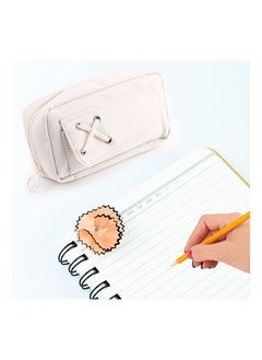 SYOSI Large Capacity Pen Pencil Case, Multi-Slot Big Storage Pencil Pouch Stationery Pen Bag for College Office Adults, Large Aesthetic, School Supplies for Teen Girs Boys Students (Off-White)  - Image 2