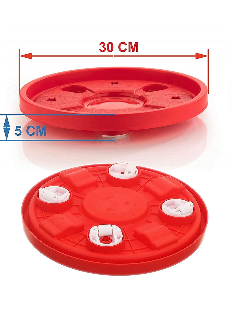WHEEL CREW WHEEL CREW LPG Cylinder Plastic Gas Trollry Stand with Movable Wheels Kitchen Gas Cylinder Trolley Trolley for Gas Cylinder 4 Wheel Flower Pot Stand Trolley Red Set of 2  - Image 2