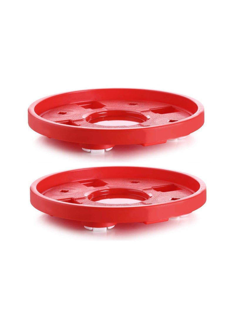 WHEEL CREW WHEEL CREW LPG Cylinder Plastic Gas Trollry Stand with Movable Wheels Kitchen Gas Cylinder Trolley Trolley for Gas Cylinder 4 Wheel Flower Pot Stand Trolley Red Set of 2  - Image 1