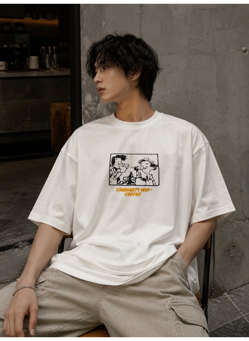 Oversized White Coffee Graphic T-Shirt Streetwear - Image 3