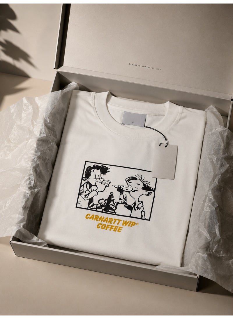 Oversized White Coffee Graphic T-Shirt Streetwear - Image 5