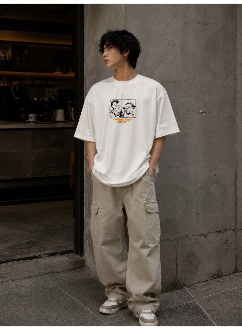 Oversized White Coffee Graphic T-Shirt Streetwear - Image 2