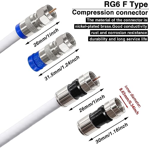 Taiss Coax Cable Crimper Tool Kit with 20 PCS F Style RG59 RG6 Compression connectors,Coaxial Cable Stripper,Coaxial Cable Compression Tool Kit,coaxial cable crimper - Image 4