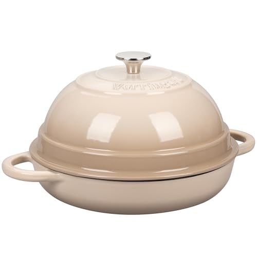 VORRINGARD Cast Iron Enameled Dutch Oven Pot with Lid for Bread Baking, Bread Oven, 6 Quart, Latte - Image 5