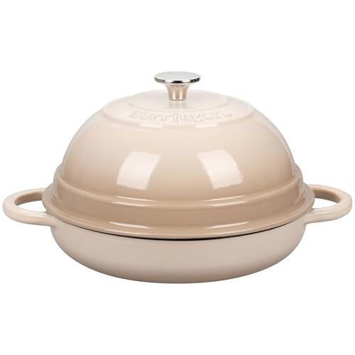 VORRINGARD Cast Iron Enameled Dutch Oven Pot with Lid for Bread Baking, Bread Oven, 6 Quart, Latte - Image 1