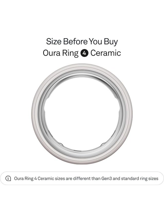 أورا 17.5 mAh Oura Ring 4 - Ceramic Cloud - Size 9 - Smart Ring | – Measure with Oura Ring 4 Size Kit | Sleep, Heart Rate and Fitness Tracking Wearable | 8-Day Battery, iOS/Android Compatible Cloud - Image 2