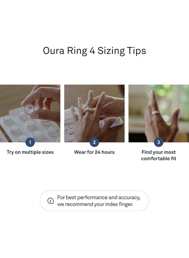 أورا 17.5 mAh Oura Ring 4 - Ceramic Cloud - Size 9 - Smart Ring | – Measure with Oura Ring 4 Size Kit | Sleep, Heart Rate and Fitness Tracking Wearable | 8-Day Battery, iOS/Android Compatible Cloud - Image 5