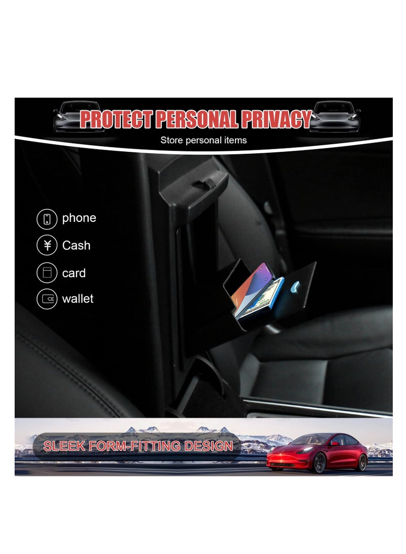 SYOSI Car Center Console Organizer, Armrest Hidden Storage Box, Fitfor Tesla Model Y, Update Magnet Opening and Closing Hidden Storage Box, Larger Space for Personal Items Black Car Interior Accessories - Image 3