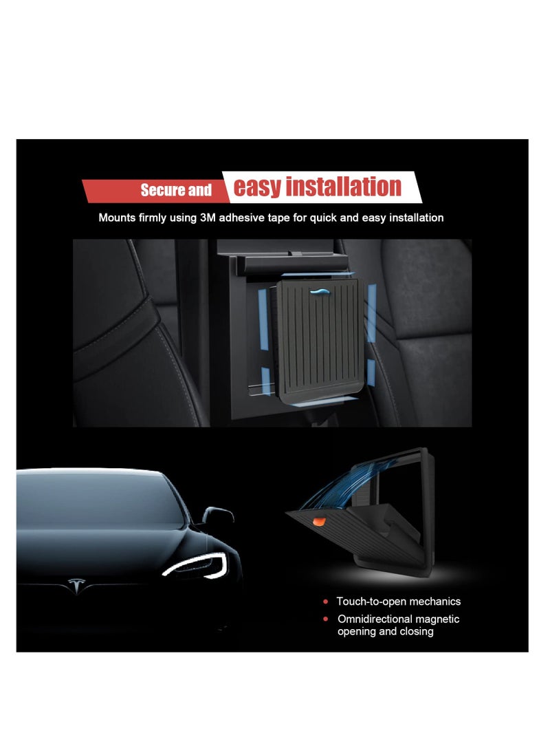 SYOSI Car Center Console Organizer, Armrest Hidden Storage Box, Fitfor Tesla Model Y, Update Magnet Opening and Closing Hidden Storage Box, Larger Space for Personal Items Black Car Interior Accessories - Image 5