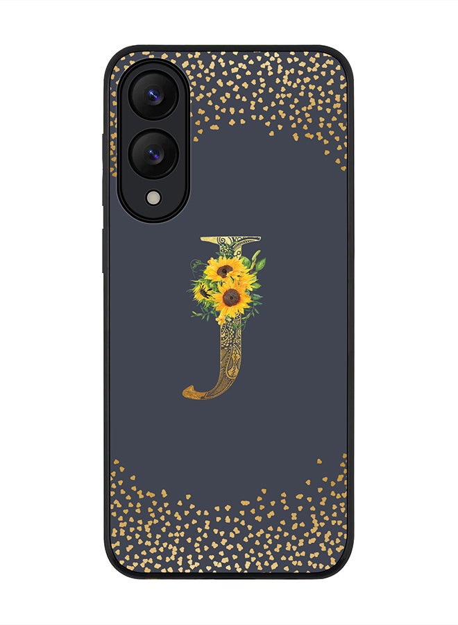 Stylizedd For Samsung Galaxy S25 Edge Case,Slim fit Camera Protection, Shockproof Thin Phone cover  - Custom Floral Monogram - J  (Grey )