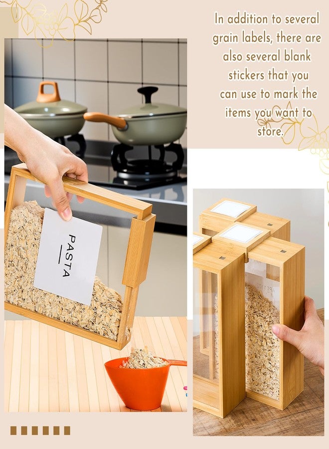 Threehoney 3 Bamboo Cereal Dispenser 75 Oz/ 2.2 l Kitchen Food Storage Containers with Measuring Cups for Airtight Pantry Organization and Storage Container Cereal Rice Flour Snack Nuts Grains - Image 3
