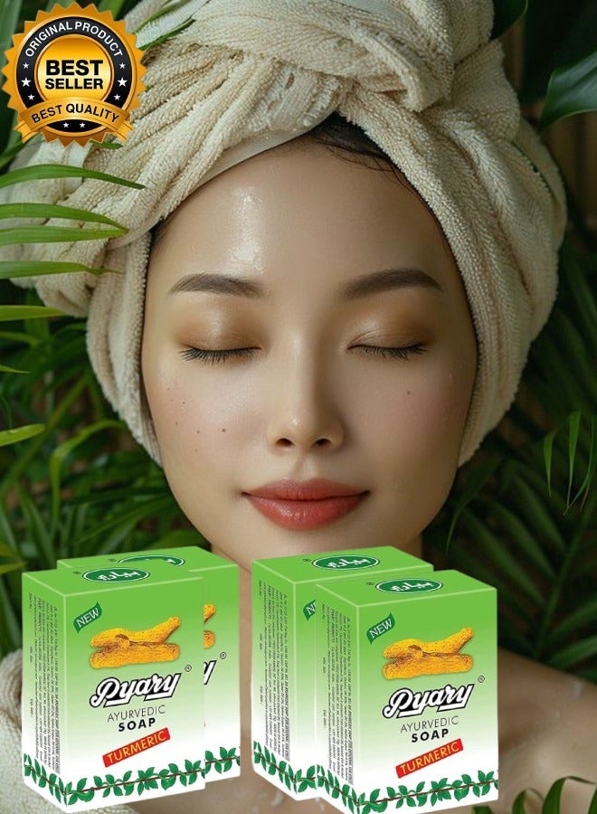 Pyary 4 Pieces Ayurvedic Turmeric Soap 75gram - Image 1
