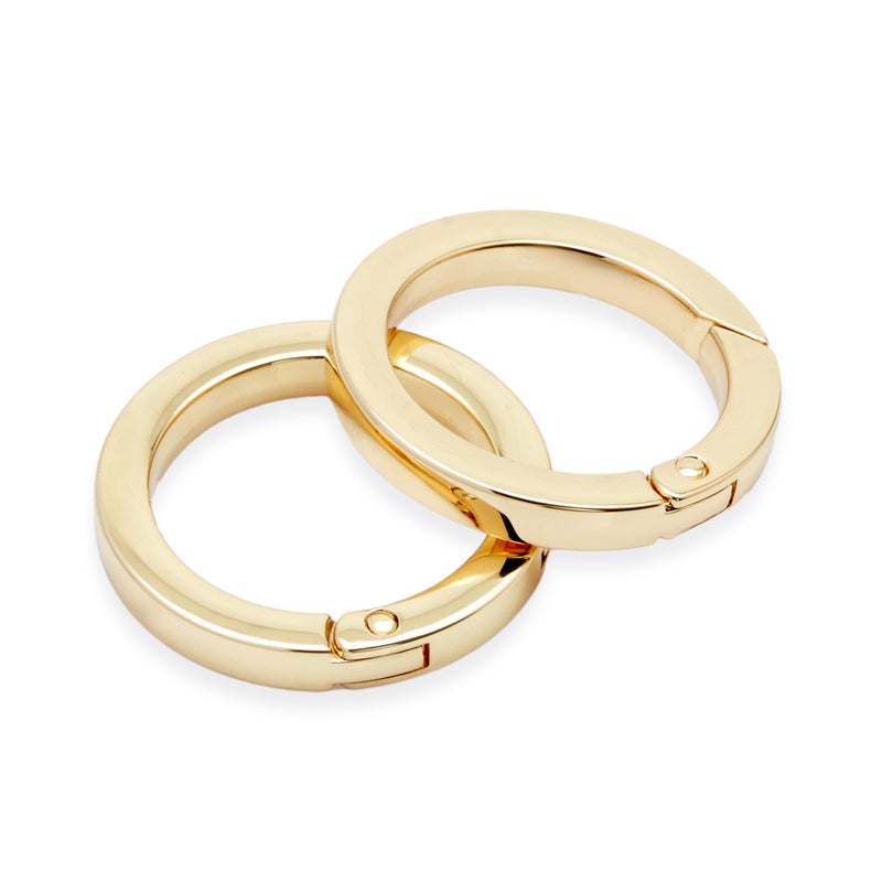 CRAFTMEMORE Metal O Ring Spring Opening Purse Making Snap Angle-Edge O-Rings Clip Key Ring Holder 2pcs SCOF (1 1/4 Inch, Gold)