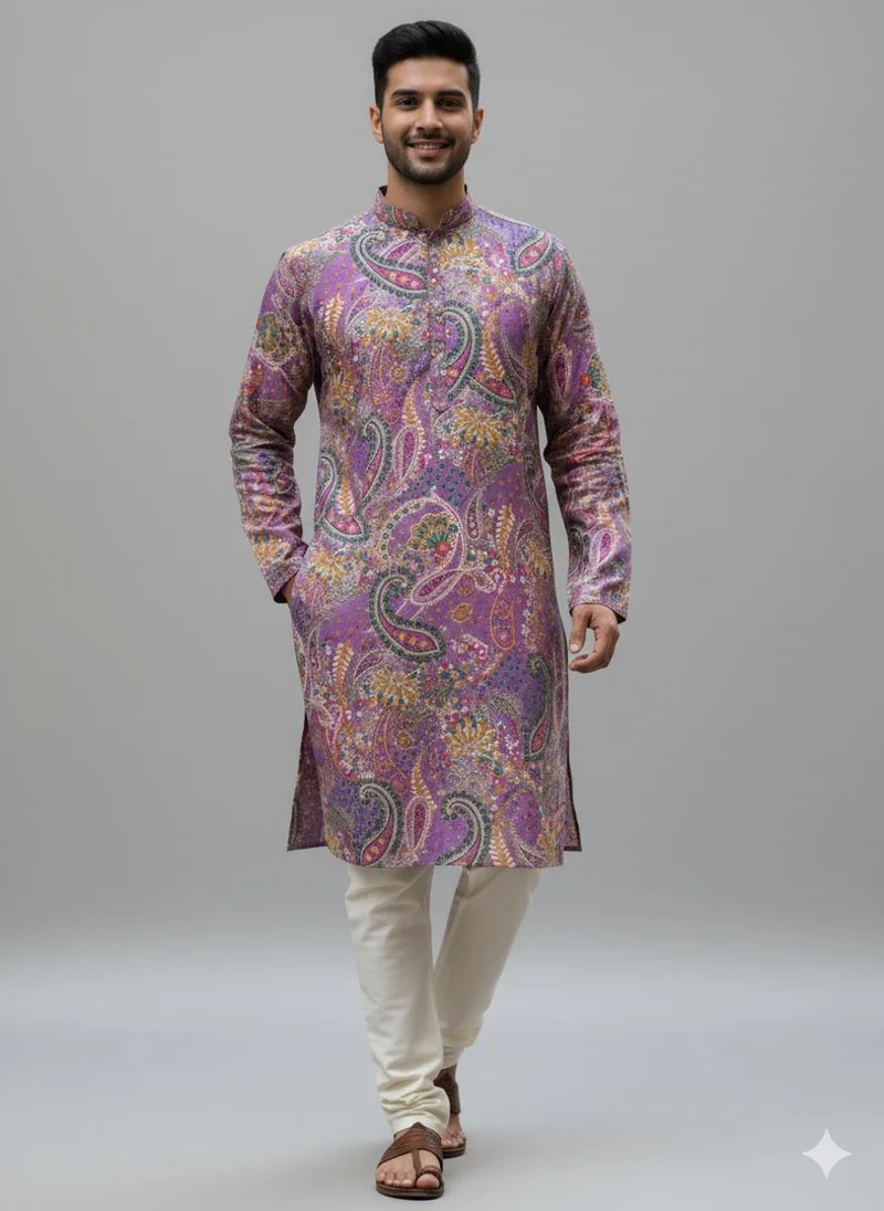 Lehar The Plum Paisley Kurta Set