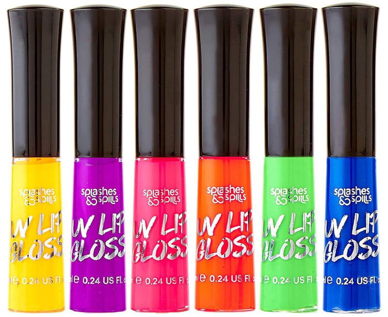 splashes & spills UV Blacklight Lip Gloss - 6 Color Variety Pack, 3.7g - Day or Night Stage, Clubbing or Costume Makeup - Image 1