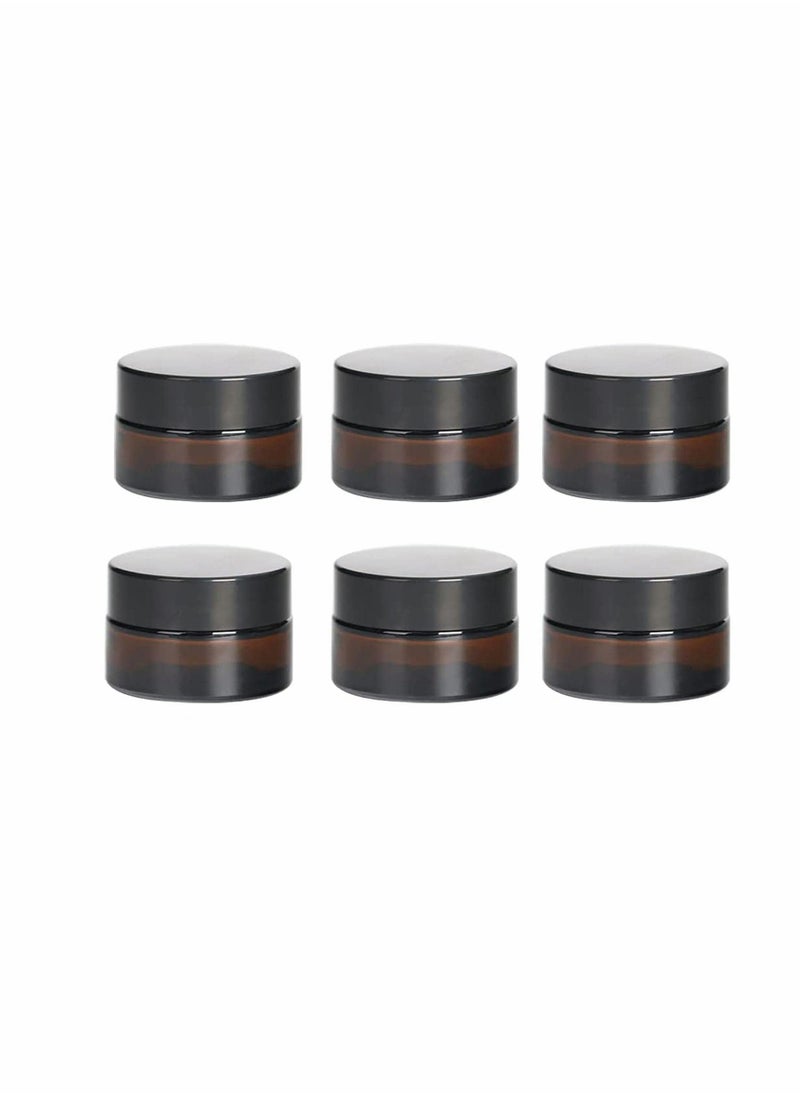 6 PCS Glass Cosmetic Jar with Lid Amber Cream Glass Jar with Lid Empty Sample Container with Empty Cosmetic Box 30ml