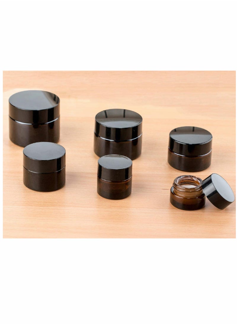 6 PCS Glass Cosmetic Jar with Lid Amber Cream Glass Jar with Lid Empty Sample Container with Empty Cosmetic Box 30ml