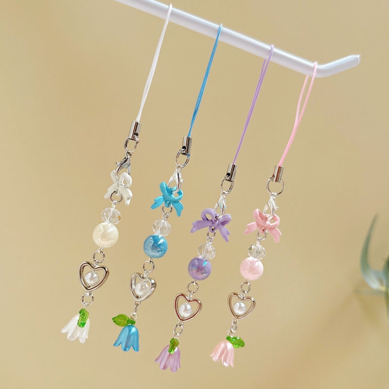 Japanese and Korean Style Sweet Girl''s Heart Alloy Small Bow Lily-of-the-valley Mobile Phone Pendant Gu Ben Card Book Hanging Chain Mobile Phone Hanging Chain - Image 5