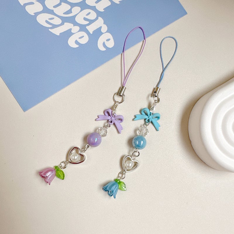 Japanese and Korean Style Sweet Girl''s Heart Alloy Small Bow Lily-of-the-valley Mobile Phone Pendant Gu Ben Card Book Hanging Chain Mobile Phone Hanging Chain - Image 4