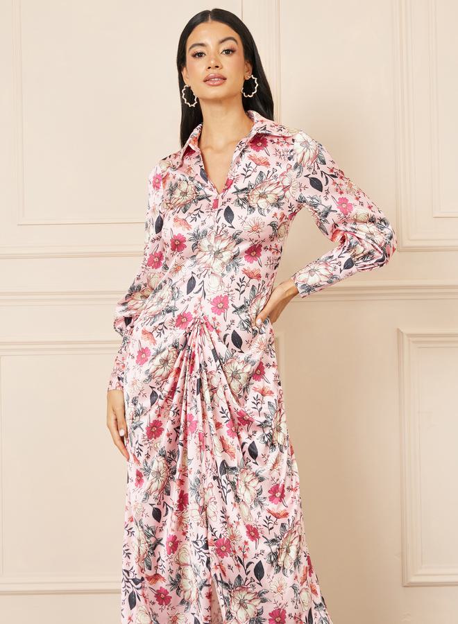 Styli Floral Satin Dress  - Image 2