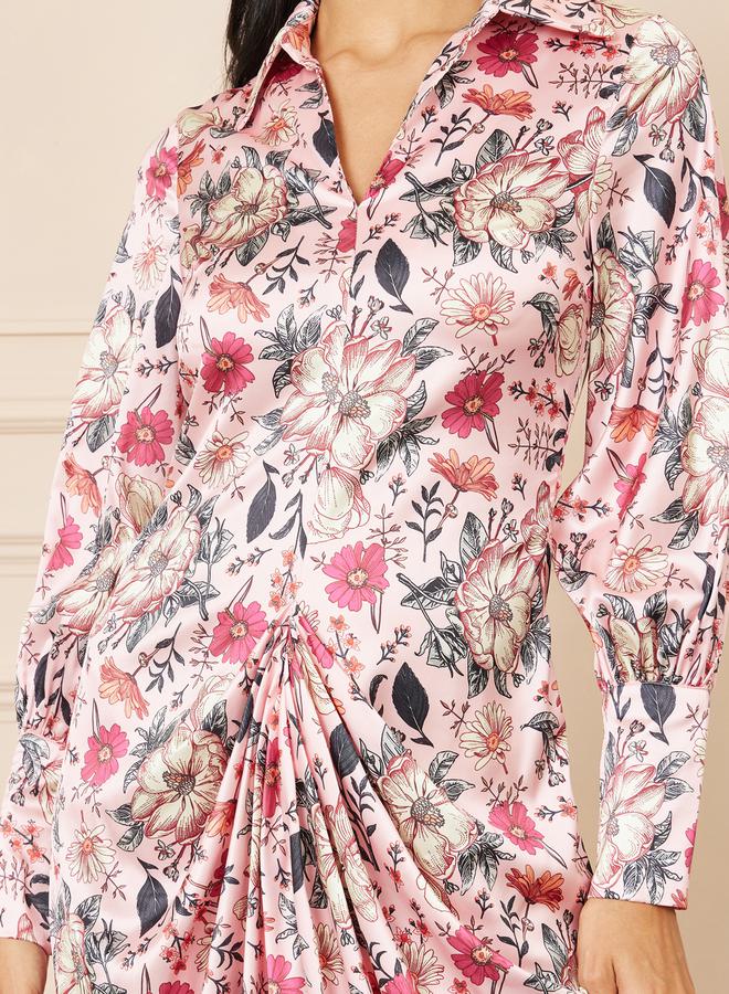 Styli Floral Satin Dress  - Image 3