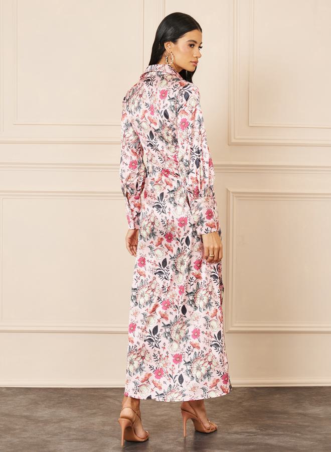 Styli Floral Satin Dress  - Image 4