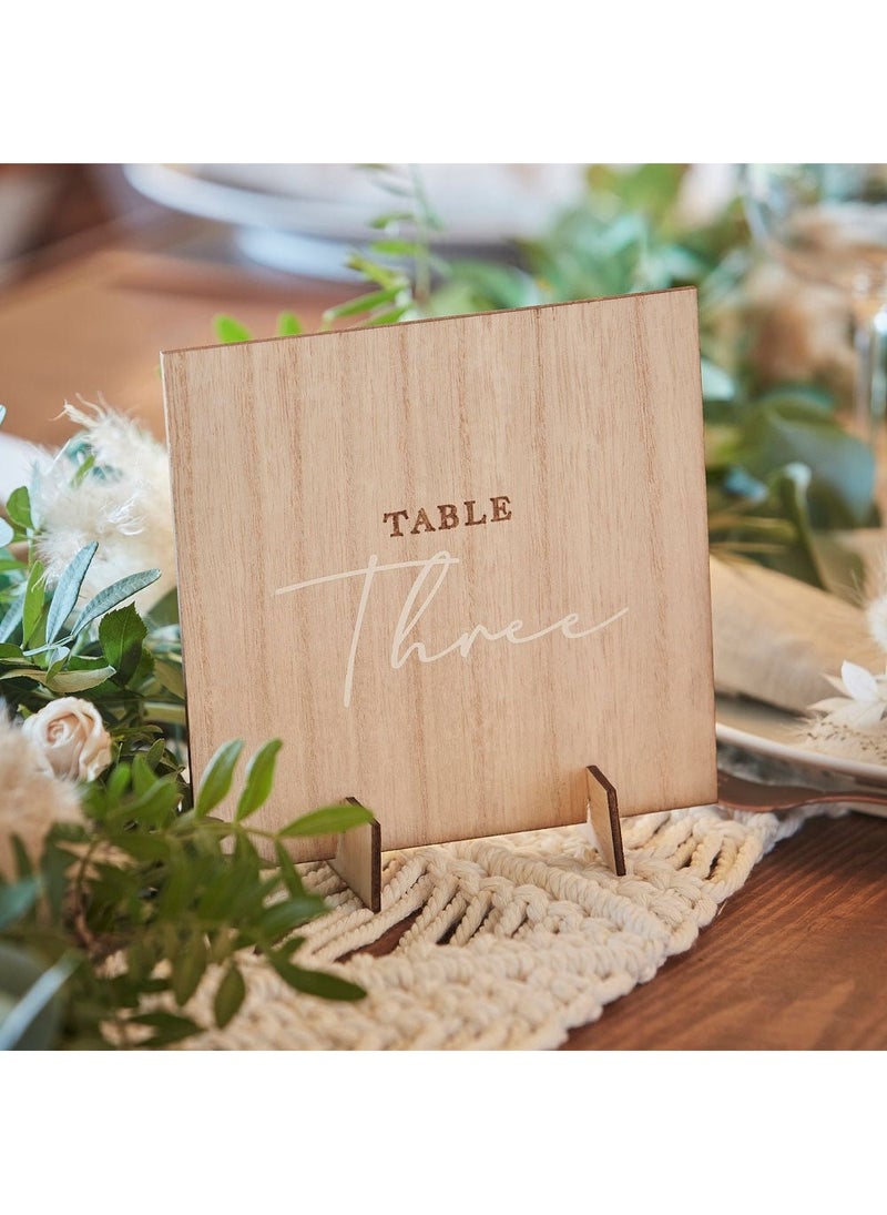 Ginger Ray Botanical Wooden Table Number Stands 1-12 15x15cm - Image 2