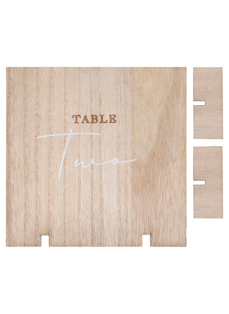 Ginger Ray Botanical Wooden Table Number Stands 1-12 15x15cm - Image 1