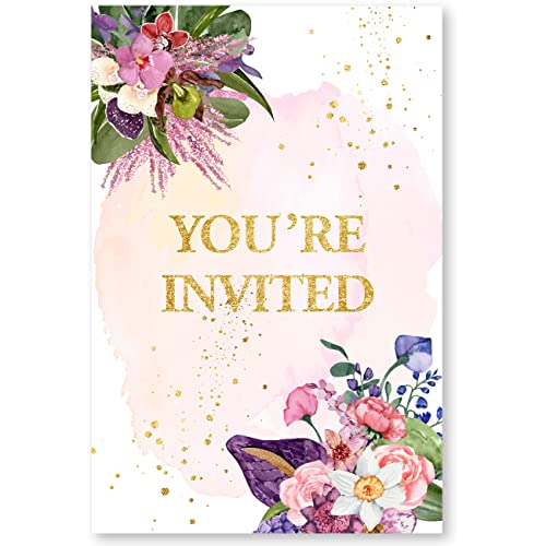 Soiceu Floral Retirement Party Invitations with Envelopes Set of 20 Elegant Flowers Retirement Dinner Party Invites - Image 2