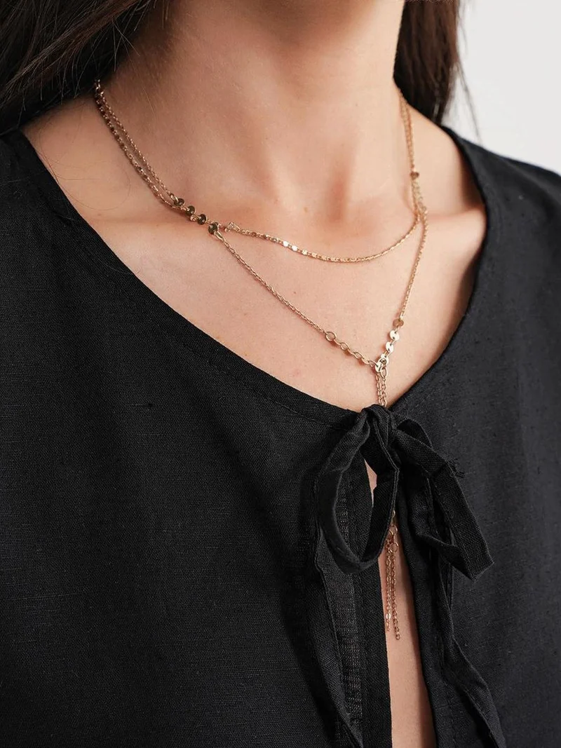 Mixray Black Mixray Frilly Tie Front Blouse for Women | Best Price UAE