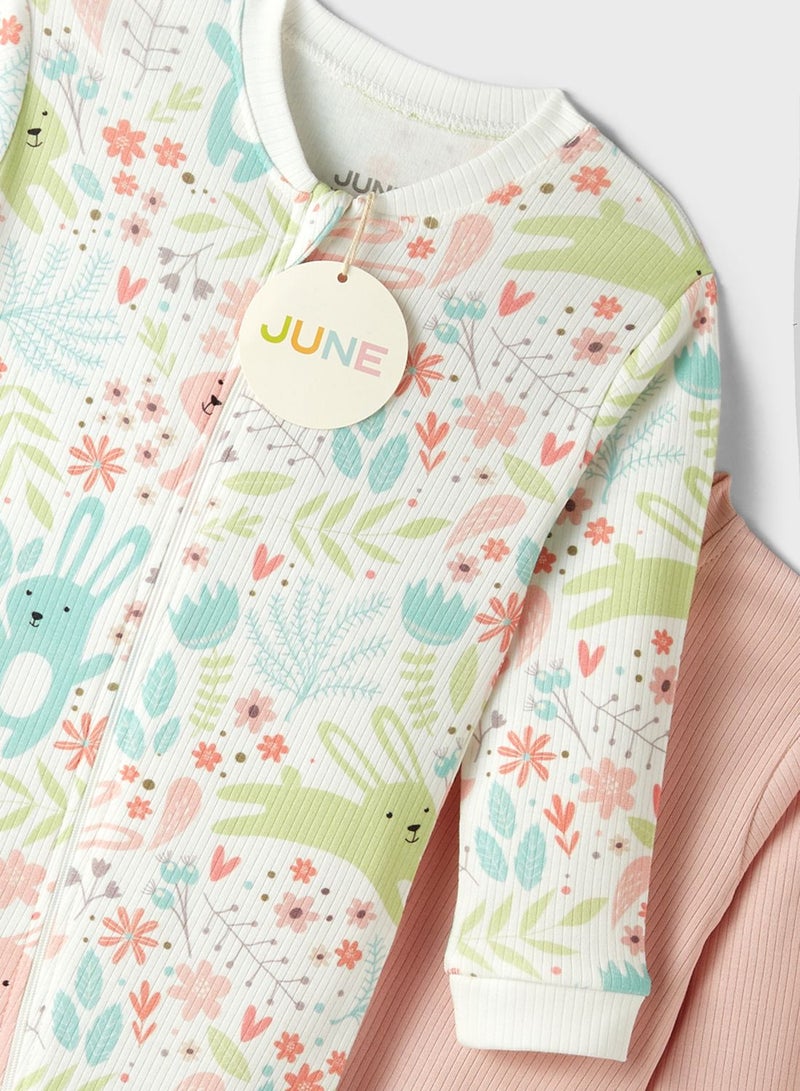 JUNE Kids 2 Pack Zippered Jumpsuit - Image 4