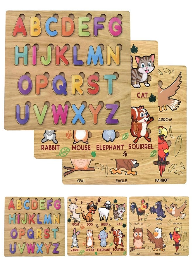 Vastate Wooden Animal Puzzle for Kids – Educational Learning Board for Kids, Montessori Shape Matching Toy to Enhance Fine Motor Skills, Interactive Jigsaw for Toddlers (Pack of 3) - Image 1