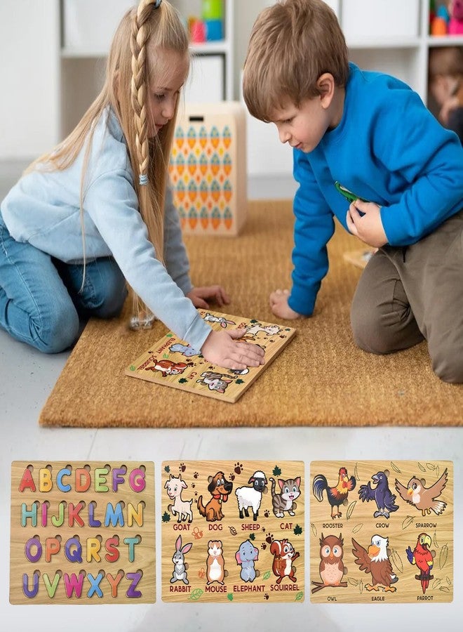 Vastate Wooden Animal Puzzle for Kids – Educational Learning Board for Kids, Montessori Shape Matching Toy to Enhance Fine Motor Skills, Interactive Jigsaw for Toddlers (Pack of 3) - Image 2